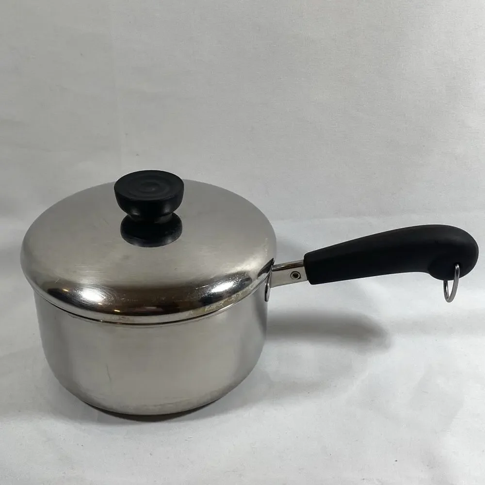 Revere Ware 1 1/2 Qt Tri-Ply Disc Saucepan Pot Lid Stainless Steel Clinton 92e